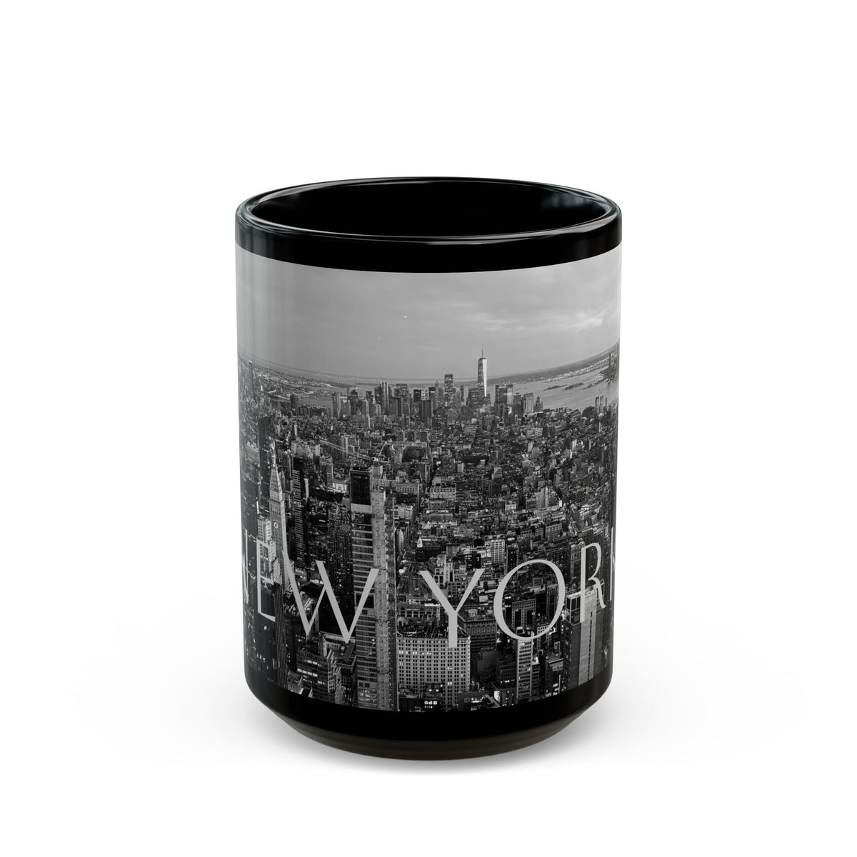 New York City Skyline Sunset Black and White Coffee Cup