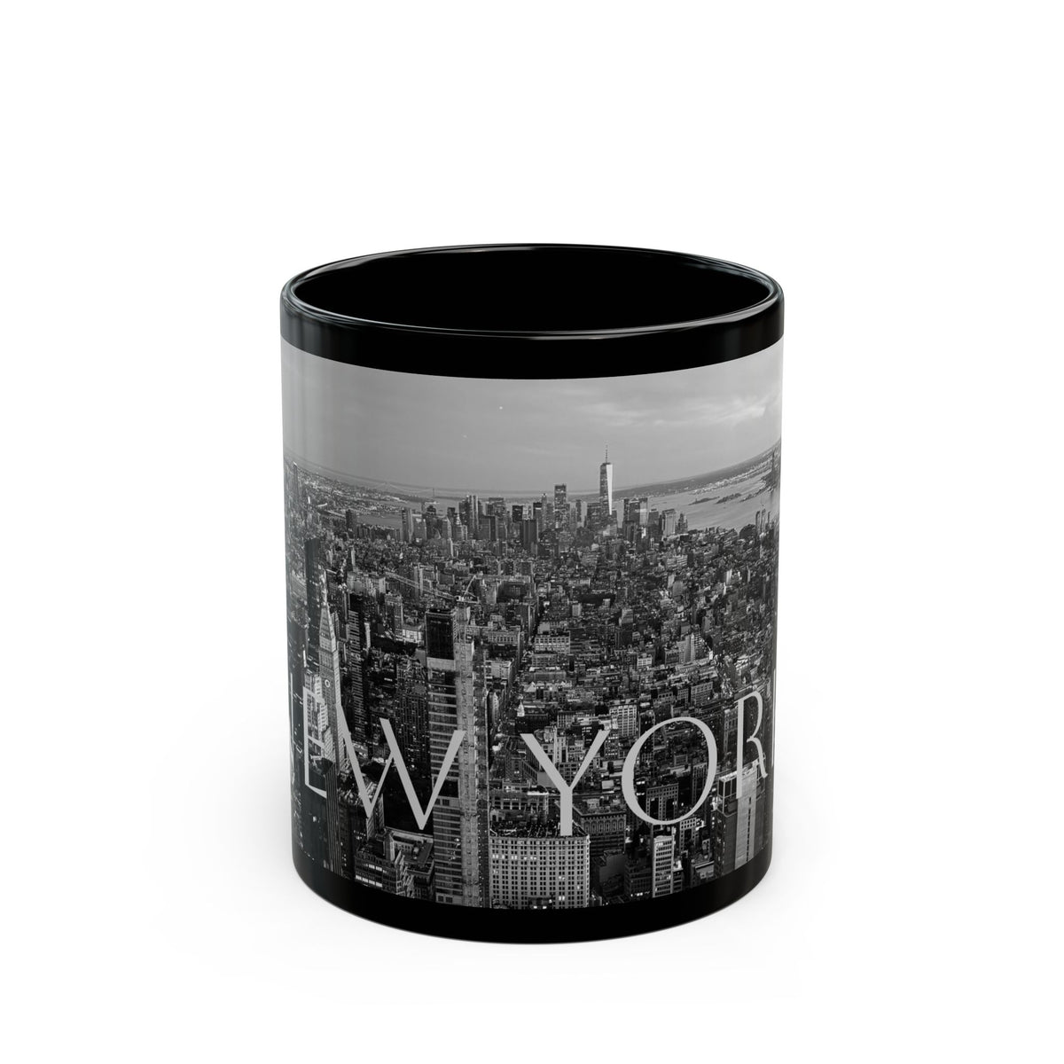 New York City Skyline Sunset Black and White Coffee Cup