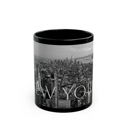 New York City Skyline Sunset Black and White Coffee Cup