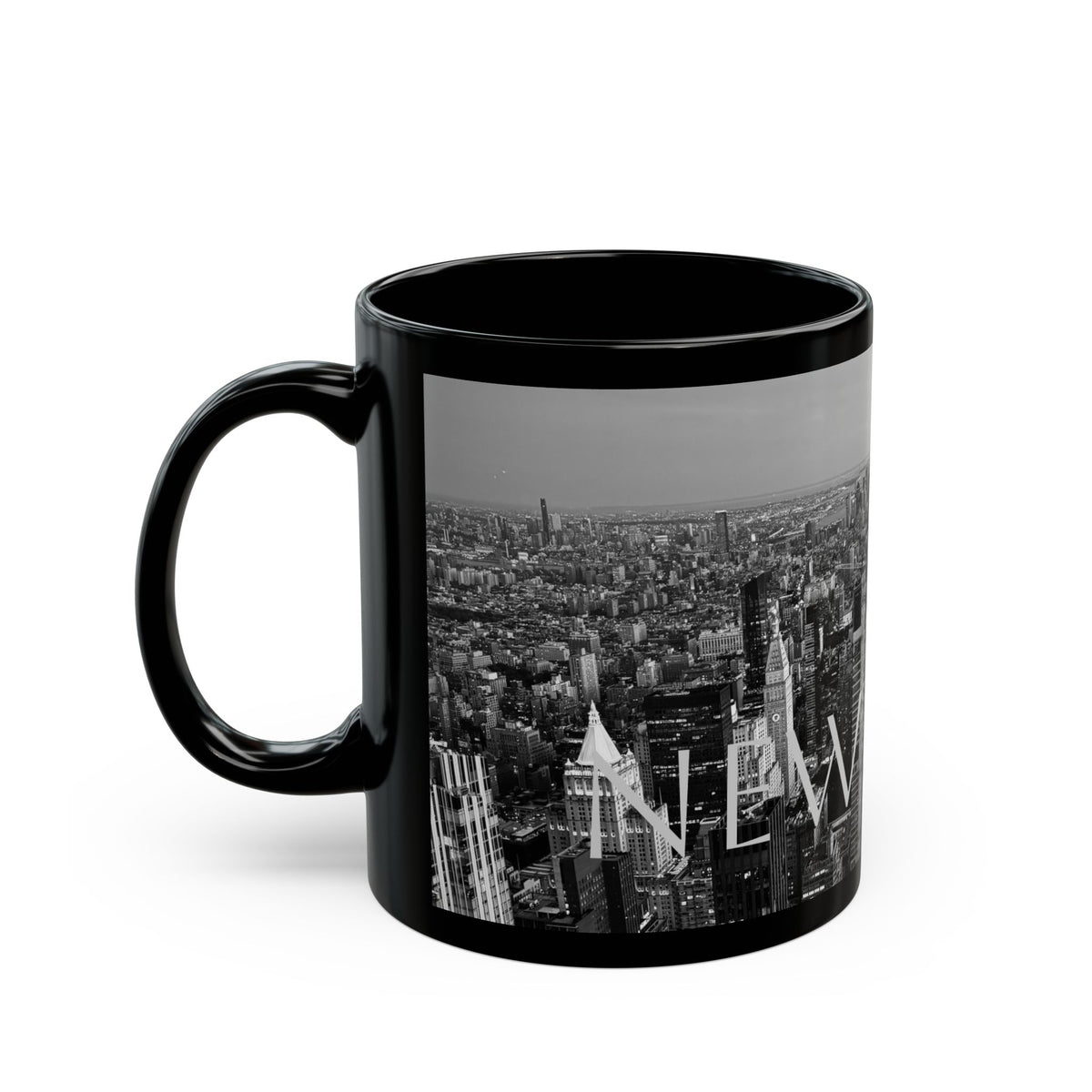 New York City Skyline Sunset Black and White Coffee Cup
