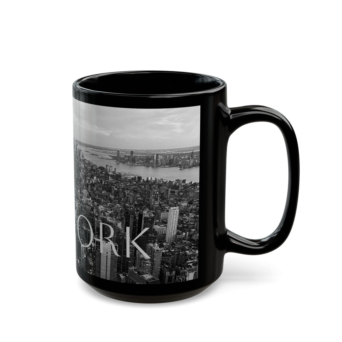 New York City Skyline Sunset Black and White Coffee Cup
