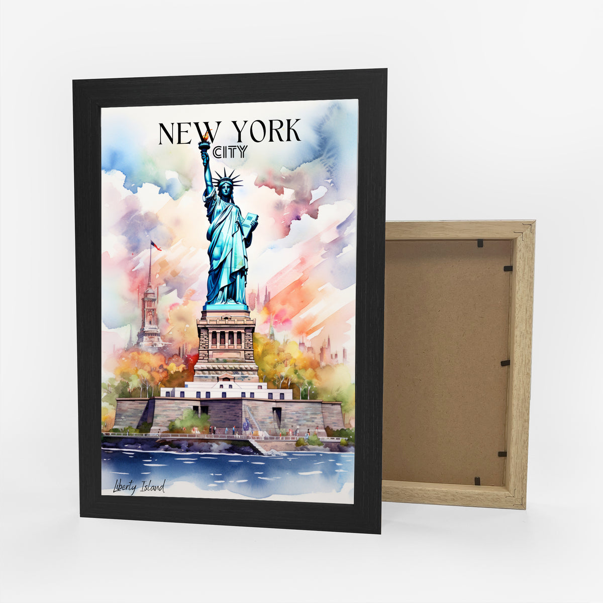 Statue of Liberty Watercolor Art Print Framed Poster