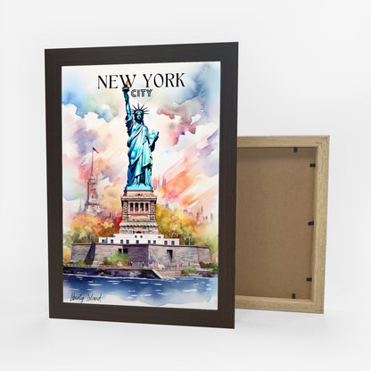 Statue of Liberty Watercolor Art Print Framed Poster