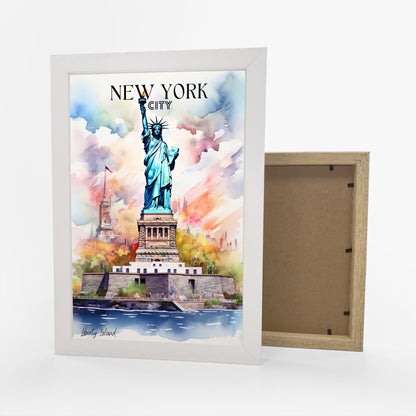 Statue of Liberty Watercolor Art Print Framed Poster