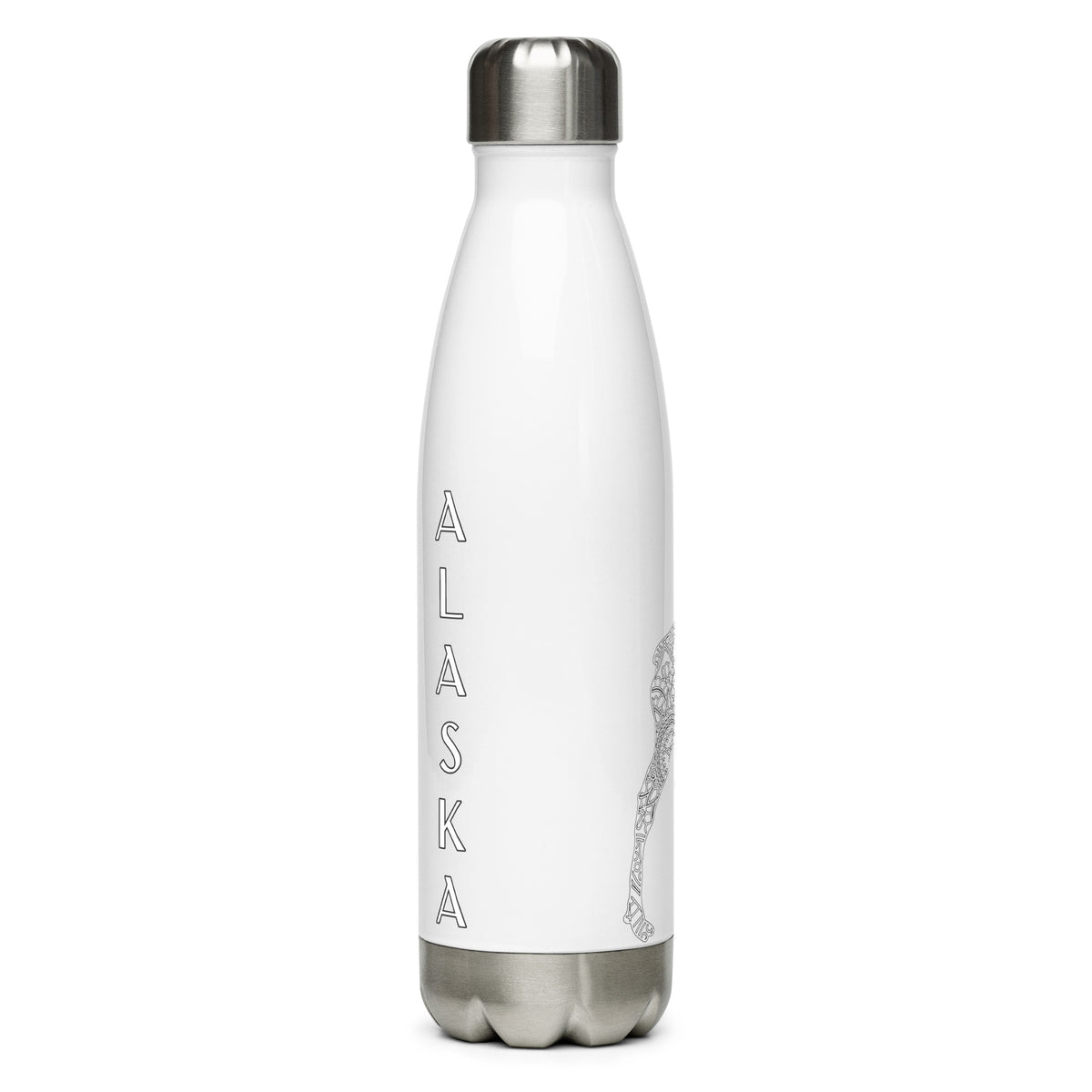 Moose Zentangle Alaska - Stainless Steel Water Bottle