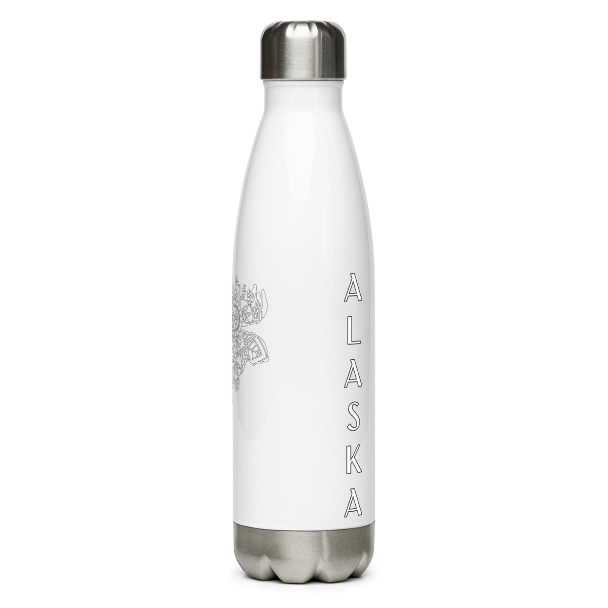 Moose Zentangle Alaska - Stainless Steel Water Bottle