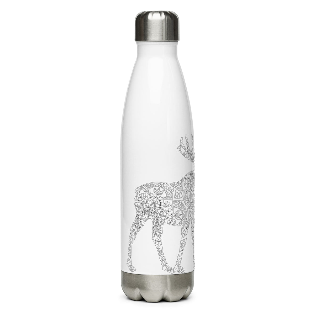 Moose Zentangle Alaska - Stainless Steel Water Bottle